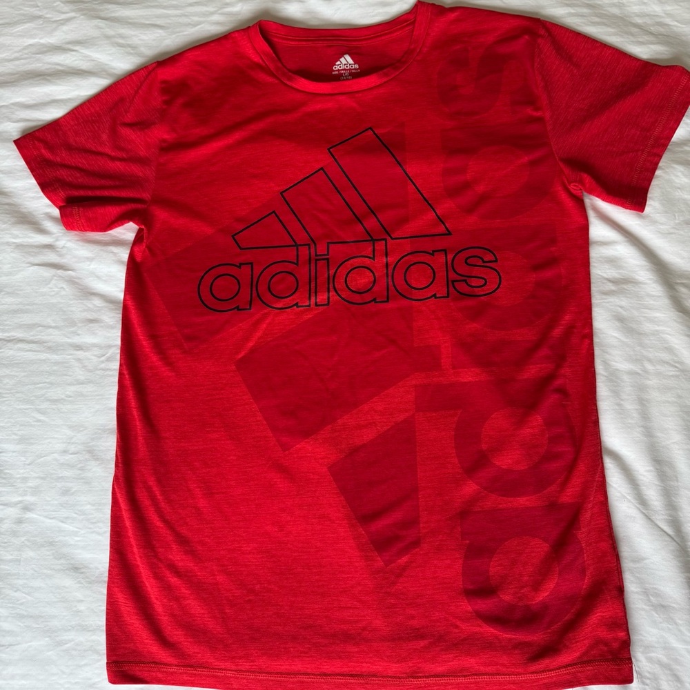 Adidas Red Short Sleeve Tee with Logo